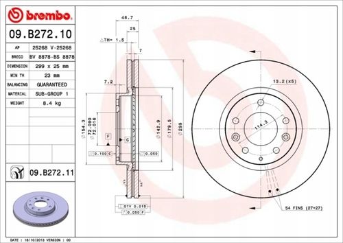 TARCZA HAM PRZOD 299X25 V BREMBO na Arena.pl