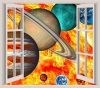 FOTOTAPETA 3D OKNO widok dla dzieci kosmos niebo