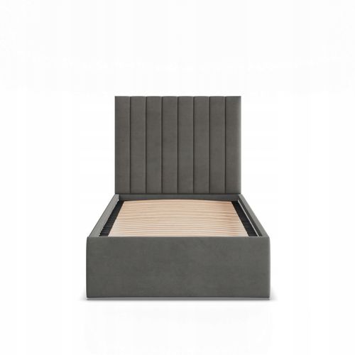 Łóżko Ramowe POLLA JEDNOOSOBOWE Tapicerowane Pojedyncze VELVET CIEMNY SZARY na Arena.pl