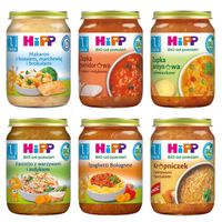 HiPP BIO dania OBIADKI po 12 miesiącu MIX SŁOICZKI 250g x6