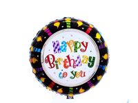 Balon foliowy "Happy Birthday", świeczki na czarnym, 45 cm (18 cali)