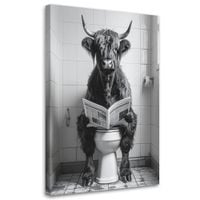 Obraz humorystyczny do łazienki i toalety, Krowa w WC 70x100