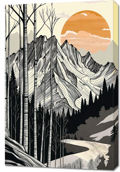 Obraz 60x90cm Drzeworys Górski zdjęcie 1