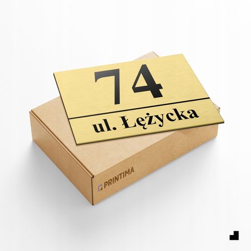 NUMER NA DOM TABLICZKA ADRESOWA Z NUMEREM DOMU 32x21 cm Złota + DYSTANSE na Arena.pl