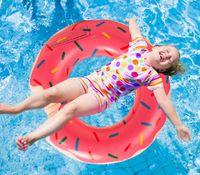 koło dmuchane donut różowy 90cm duży materac do pływania wody na