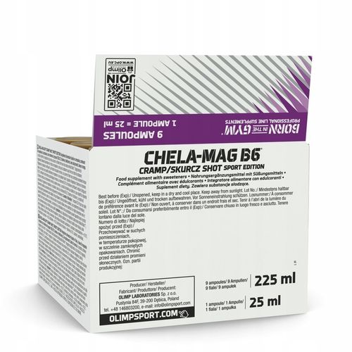OLIMP CHELA-MAG B6 SKURCZ SHOT 9x25ml MAGNEZ POTAS WITAMINA B6 na Arena.pl