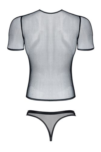 męski komplet z elastycznej siatki: t shirt w serek, stringi s na Arena.pl