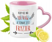 Kubek Dla Fryzjera Różowy Z Uszkiem W Kształcie Serca Na Prezent Na Kawę