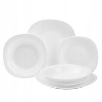 KOMPLET TALERZY SERWIS OBIADOWY 18EL 6 OSÓB BIAŁY KWADRATOWY NOEMI