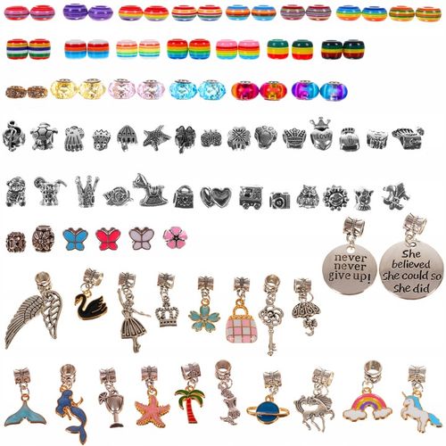 ZESTAW DO ROBIENIA BRANSOLETEK BIŻUTERI NASZYJNIK KORALIKI CHARMS ZAWIESZKI na Arena.pl