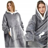 SZARA KOCOBLUZA OVERSIZE GRUBA BLUZA KOC BLUZA Z KAPTUREM SZLAFROK DUŻA XXL