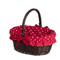 Wiklinowy kosz prezentowy brązowy z obszyciem 35x25 H15/30 cm