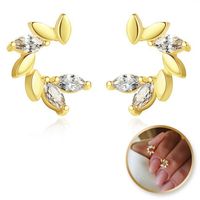 kolczyki ze stali szlachetnej pozłacane 14k złotem, cyrkonie kst2847