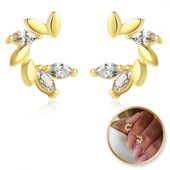 kolczyki ze stali szlachetnej pozłacane 14k złotem, cyrkonie kst2847