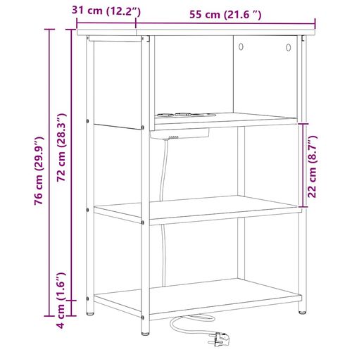 Szafka Nocna Czarny dąb 55 x 31 x 76 cm Materiał drewnopochodny na Arena.pl