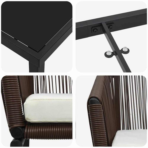 Zestaw do jadalni w ogrodzie 3 pcs Brązowy Polirattan na Arena.pl