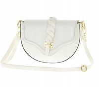 Laura Biaggi - torebka listonoszka podkowa biały groszek klapa splot JS341