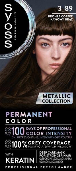 SYOSS PERMANENT COLOR METALLIC COLLECTIONFARBA DO WŁOSÓW 3_89 KAWOWY BRĄZ zdjęcie 3