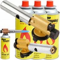 PALNIK GAZOWY MOSIĘŻNY DO GAZU NA KARTUSZ + 4 KARTUSZE GAZOWE ALPEN CAMPING