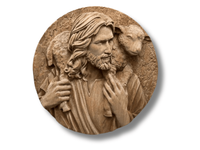 Płaskorzeźba Jezus z Barankiem Prezent na Chrzest Komunię Drewniany Obraz