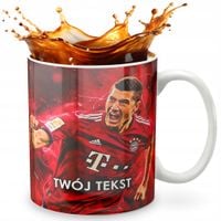 KUBEK 330ml GRAFIKA PREZENT ŚWIĘTA WZÓR - PIŁKA LEWANDOWSKI + IMIĘ