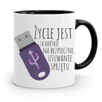 Kubek Czarny Informatyka Programisty Krótkie Życie Z Nadrukiem Ze Zdjęciem