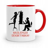 Kubek Czerwony Prezent Dla Najlepszej Sekretarki Z Nadrukiem Ze Zdjęciem