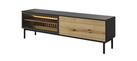 Nowoczesna Szafka RTV 2D 180 cm Czarny + Dąb Evoke LONG LS + Led