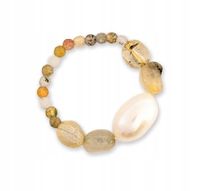 Pierścionek Perła Cytryn Agat Obfitość Sukces kamienie naturalne