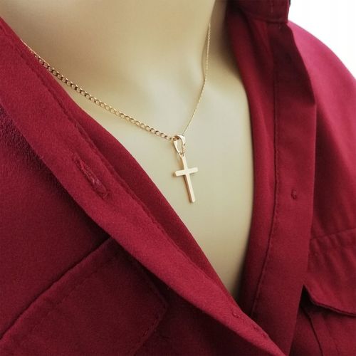 ZŁOTY ŁAŃCUSZEK+KRZYŻYK PREZENT NA CHRZEST KOMUNIĘ DLA CHŁOPCA DZIEWCZYNKI na Arena.pl