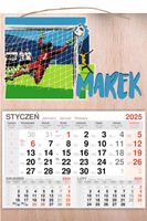 KALENDARZ 2025 jednodzielny DREWNIANY prezent nadruk PIŁKA NOŻNA +imię