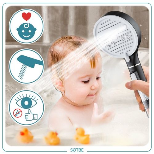 Słuchawka prysznicowa z jonizacją i filtrem Oszczędność Wody Czarna SOTBE na Arena.pl