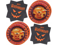 Zestaw Jednorazowych Talerzy i Serwetek na Halloween po 20 sztuk