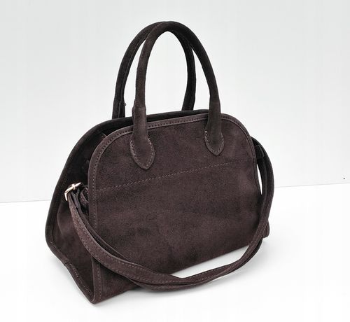 Torebka zamsz kuferek skóra naturalna brązowa czekoladowa espersso na Arena.pl