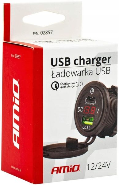 GNIAZDO SAMOCHODOWE ŁADOWARKA USB-C USB WOLTOMIERZ zdjęcie 5