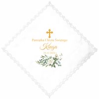 Szatka do Chrztu Świętego Biała Personalizowana Pamiątka Z Imieniem Datą