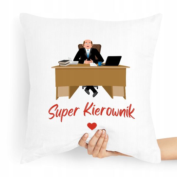 Poduszka Prezent Dla Kierownika Super Kierownik Z Nadrukiem Ze Zdjęciem zdjęcie 1