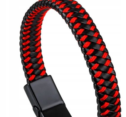 Męska bransoletka z magnetycznym zapięciem z czerwoną nitką 21cm na Arena.pl