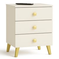 Szafka nocna MOBI 40 cm do sypialni 3 szuflady glamour - kaszmir złoty