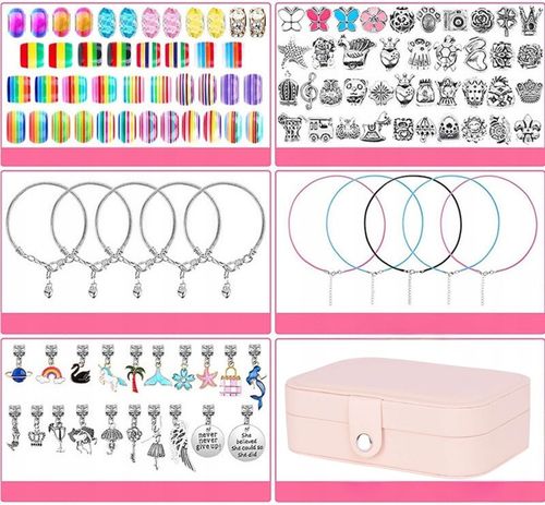 ZESTAW DO ROBIENIA BRANSOLETEK BIŻUTERI NASZYJNIK KORALIKI CHARMS ZAWIESZKI na Arena.pl