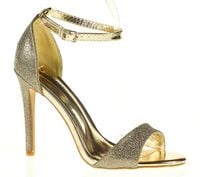 Sandały na szpilce 10,5 cm. piętka pasek złote Rozmiar obuwia - 40
