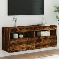 Ścienna szafka TV z LED, przydymiony dąb, 100x30x40 cm