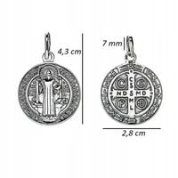 SREBRNA MĘSKA ZAWIESZKA WISIOREK MEDALIK ŚW. BENEDYKT SREBRO 925 NA PREZENT