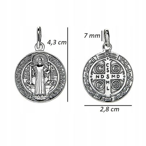 SREBRNA MĘSKA ZAWIESZKA WISIOREK MEDALIK ŚW. BENEDYKT SREBRO 925 NA PREZENT na Arena.pl