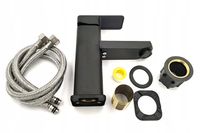 BATERIA ŁAZIENKOWA UMYWALKOWA KRAN DO UMYWALKI NISKI NABLATOWY CZARNY