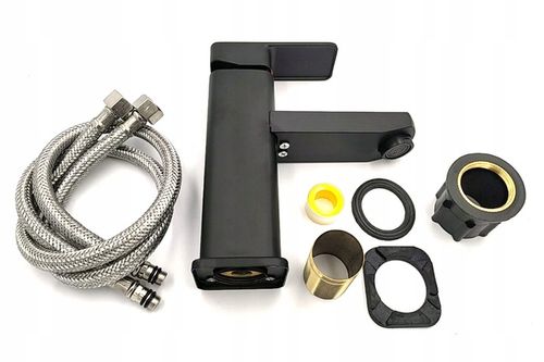 BATERIA ŁAZIENKOWA UMYWALKOWA KRAN DO UMYWALKI NISKI NABLATOWY CZARNY na Arena.pl