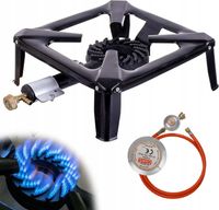 PALNIK GAZOWY TABORET ŻELIWNY KUCHENKA 40x40cm 8kW ZESTAW WĄŻ REDUKTOR