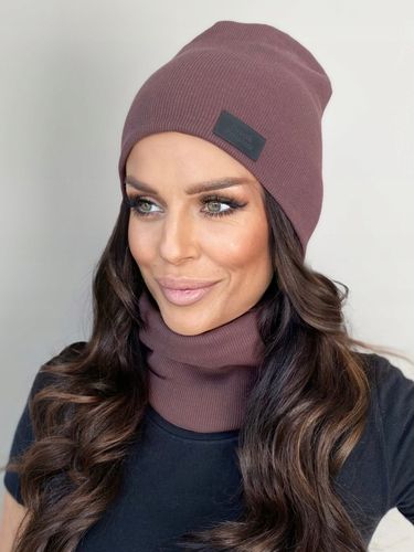 CIEPŁY KOMPLET DAMSKI CZAPKA+ KOMIN PRODUKT POLSKI MODNY ZIMOWY BRĄZOWY na Arena.pl