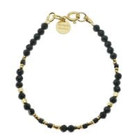 Bransoletka - cięty Turmalin czarny. Hematyt i srebro złocone 19 cm