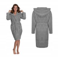 Szlafrok z kapturem do kolana WELLSOFT unisex S/M szary TUVA HOME